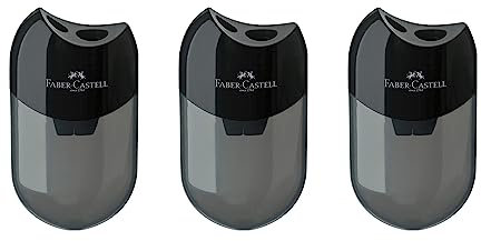 FABER-CASTELL 205005 - Doppelspitzdose 183500, Gehäusefarbe: schwarz/transparent, 3 Stück