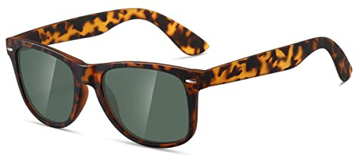 kimorn Polarizado Gafas De Sol Clásico Unisexo Cuerno Rimmed Años 80 Retro AE0300 (Carey&Verde, 52)