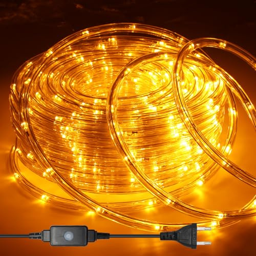 Jopassy 20M Striscia LED, 480 LED Luminosa Luci Stringa,IP44 Impermeabile Strisce LED, 220V Giallo Strip LED,per Luci Natale Esterno Decorazioni Natalizie,Patio,Giardino