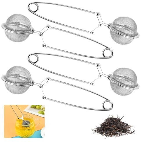 4 Pezzi Infusore Tè, Ø 4,5 cm Colino per Tisane Acciaio Inossidabile 304,Filtri per Tisane Sfuse,Colino a Maglie Fini,Filtro per Te Sfuso,Filtro per Tisane pour Thé,Fruits à Thé,Herbes Aromatiques