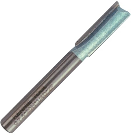 Rennie Tools Fräser-Bit, 7,5 mm Schnittdurchmesser x 20 mm Nut x 1/4-Zoll-Schaft TCT-bestückt, gerader Fräser-Bit, 2 Nuten, kompatibel mit Makita Bosch Trend Katsu Dewalt Oberfräsen usw. 7,5 mm