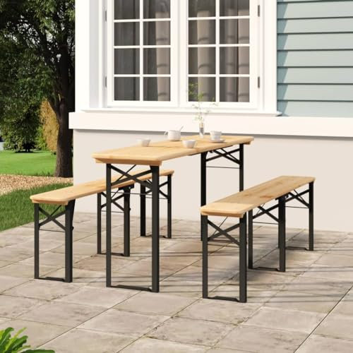 MaGiLL Home Hardware Businese 3-teiliges klappbares Biertisch-Set aus massivem Tannenholz