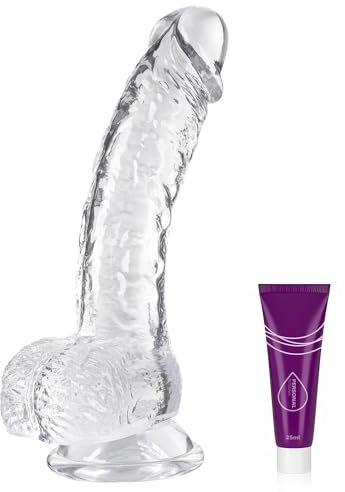 Realistischer Dildo mit Starkem Saugnapf, Wakelust 18CM Anfänger Dildo mit Echten Venen und Prallen Hoden Sexspielzeug für Frauen und Männer Weich Silikon Analdildo Penis Nachbildung (Transparenter)
