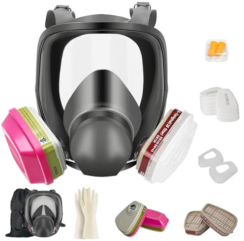 Sumeber Masque respiratoire à gaz plein avec réutilisable pour vapeurs organiques et inorganiques, gaz acides, ammoniaque, fumigation, peinture | Protection du visage, filtre en laiton (MS70)