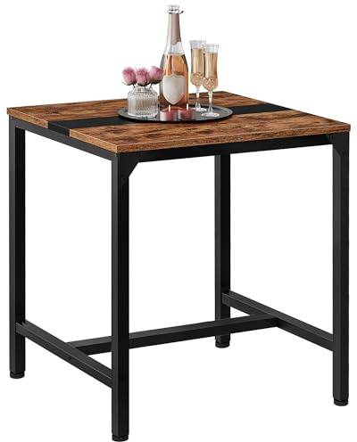 CHOEZON Square Kitchen Dining Table, 29.5'' Dining Table, Small Dining Tables, Writing Desk, Coffee Tables, for Restaurant, Living Room, Apartment, Rustic Brown and Black TCZ02BF