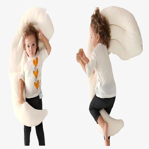 Hardware Tribe Almohada de dormir de algodón en forma de luna. Algodón de clase A respetuoso con la piel, ranura ergonómica en forma de U, soporte suave para cabeza y cuello, diseño biónico, ayuda a