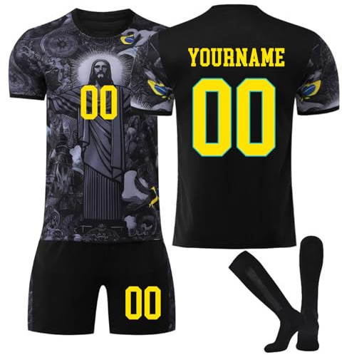 Genérico Jesús Camiseta Futbol Personalizadas Hombres y Niño, equipación Fútbol Deportivo Entrenamiento con Conjunto Top Pantalón Corto y Calcetines Regalo de Fútbol,Chandal Hombre