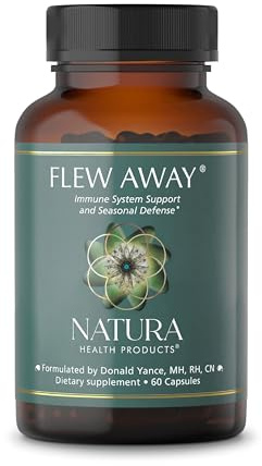 Natura Health Products Flew Away Supplement - Immune System Support & Seasonal Defense - Featuring Ginger, Elderberry, Propolis and Eucalyptus (60 Capsules)