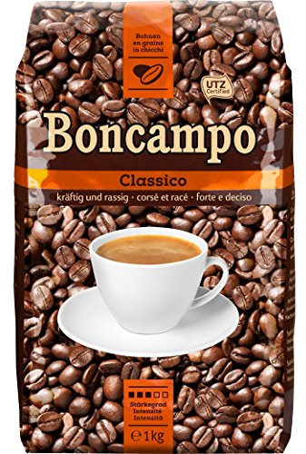 Boncampo - Classico Ganze Kaffeebohnen 1kg - Säure: 3/5 - Stärkegrad: 3/5 - Swiss Premium Coffee - UTZ-zertifiziert