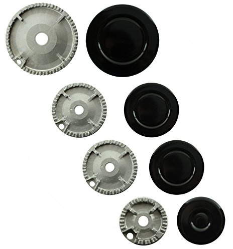 SPARES2GO (Non Universal) Oven Cooker Hob Gas Burner Crown & Flame Cap Kit for Zanussi (Small, 2 Medium & Large, 55mm - 100mm)