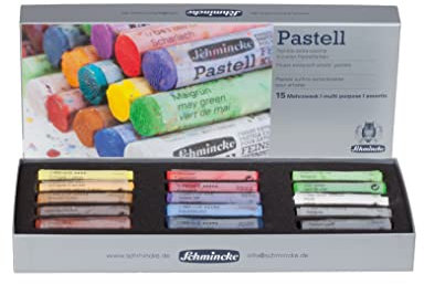Schmincke – Pastell, 15 Farben, Mehrzweck, Grundsortiment 77 215 097, Kartonset mit 15 Pastellstiften, handgefertigte Pastelle, brillante, samtmatte, höchst lichtechte Farbtöne