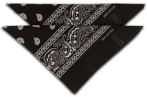 fashionchimp Nicki-Halstuch aus 100% Baumwolle im 2er Set, Unisex Bandana, AZO-Frei (Schwarz)