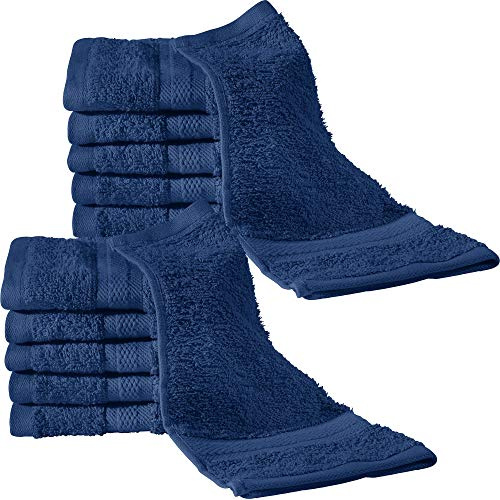 REDBEST Seiftuch 12er-Pack Chicago dunkelblau Größe 30x30 cm - saugstark, strapazierfähig, ideal für Reisen, Sport (weitere Farben)