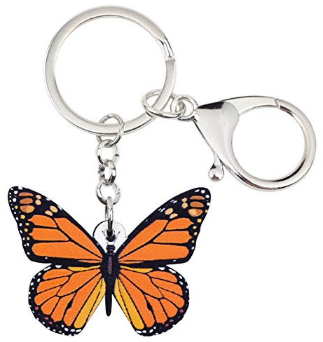 DOWAY Llavero Con Inicial Acrílico Colorido Fucsia Mariposa Monarca Llavero Insecto Para Mujer Niña Bolsos Monederos Charms (Naranja)
