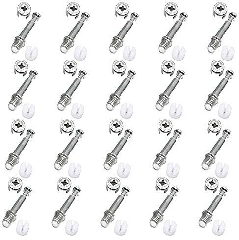 Juego de 20 conectores excéntricos para muebles de Yutou, para muebles, atornillables, herrajes excéntricos, herrajes de conexión, herrajes excéntricos de levas con borde protector, herrajes de