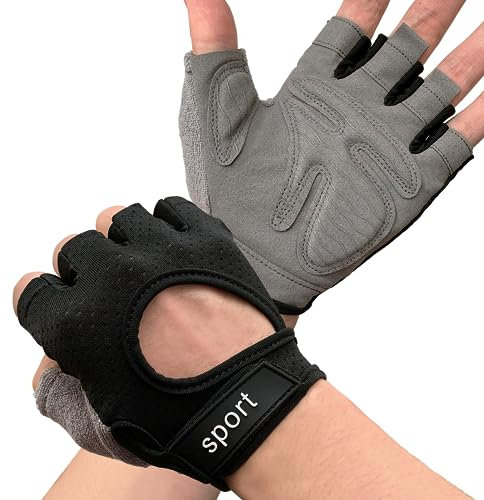 PEAKTOP Fitness Handschuhe für Damen Herren Krafttraining, Atmungsaktive Trainingshandschuhe Fitnessstudio, Sporthandschuhe Gym für Gewichtheben Fahrrad, Bodybuilding, Training, Sport - Schwarz