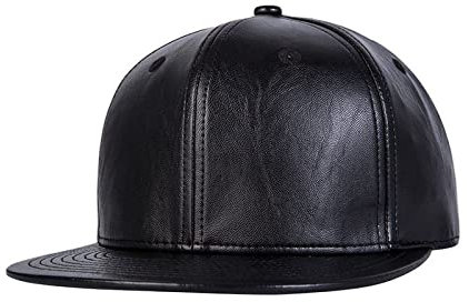 ENMESI Basecap Herren Männliche Leere Schwarze Snapback-Mütze Mann Hiphop PU-Leder Skateboard Kappe Erwachsene große Größe Baseballkappen 56-61cm, Schwarz, 55-60CM