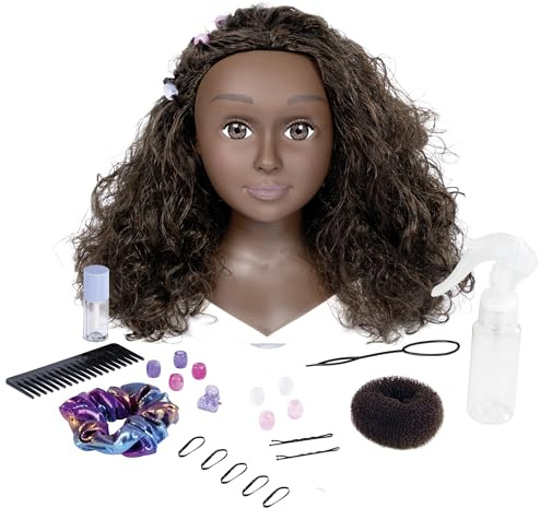 Smoby - My Beauty - Afro Styling Head - Children's Toy - 23 Accessories - Thermosensitive Makeup - Suction Cups - From 3 Years Old