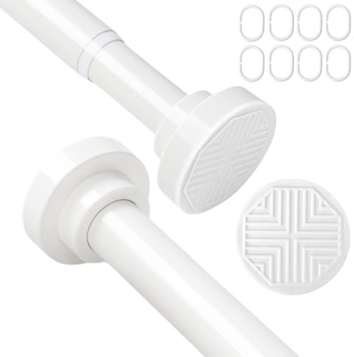 BELICOO Gardinenstange ohne Bohren - Weiß Edelstahl Duschstange ohne Bohren, Teleskopstange Vorhang, 1Stück Vorhangstange ohne Bohren Klemmstange für Gardinen, Trennwand und Badezimmer 70-130cm Ø50mm