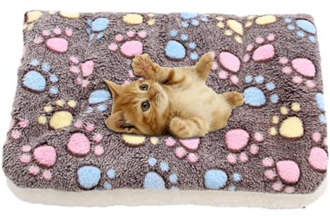 Hundedecke Katzendecke Flauschig Waschbar Für Hunde Und Katzen Weich Kuscheldecke Flauschige Hundedecke Flanell Haustier Decken Gemütliche Beruhigende Katzendecken Niedliche Pfotenabdruck-Decke