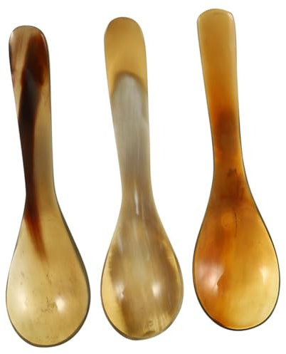 Amosfun 3pcs Horn Coffee Spoon Small Decorative Spoon Vintage Chic Reusable Cake for Dessert Serving