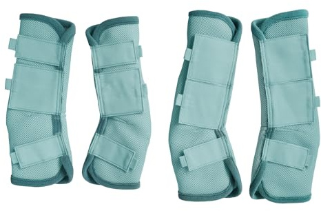 Gallopoff Bottes anti-mouches pour chevaux Lot de 4 - Réduit les piétinements et le stress des sabots - Jambières anti-mouches en maille douce et respirante pour chevaux Bleu ciel complet