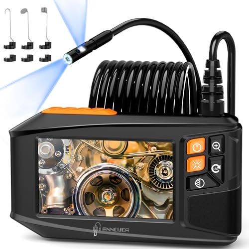 [Dual-Lens] Ennovor Inspection Camera Endoscope, 4.3'' IPS Screen 1920P HD Digital Borescope, No App No Wifi Inspection Camera with 8 LED Lights, IP67 Waterproof Drain Camera, Flexible Cable 16.4FT