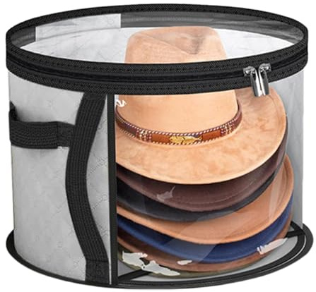 Walopola Caja de almacenamiento para sombreros con tapa, caja organizadora de sombreros de viaje, caja de almacenamiento para sombreros grandes, cajas redondas para guardar sombreros plegables