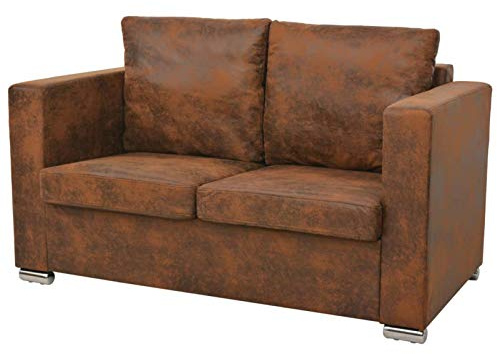 Gecheer Divano a 2 Posti 137x73x82 cm in Pelle Scamosciata Artificiale
