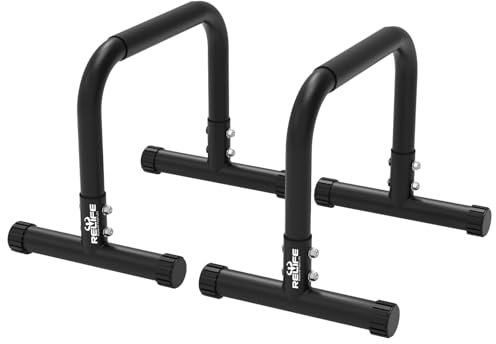 RELIFE REBUILD YOUR LIFE Dip Station Dip Bar Barren Parallettes Push Up Dip-Ständer Handstand Calisthenics Griffe Einstellbare Höhe Fitness Turnhalle Ausüben Calisthenics Equipment (Black-2)