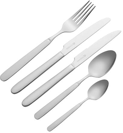 Viners Marple 20 Piece Cutlery Set Stainless Steel, Mirror Polished Finish Includes Steak Knives, Table Knives, Forks, Spoons Rust-Resistant, Dishwasher Safe – Ideal for Home, Party, Restaurant