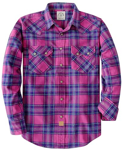 Dubinik® 178 g flanellskjorta för män långärmad ledig mysig tryckknappar västerländsk rutig skjorta mjuk ren bomull, XL