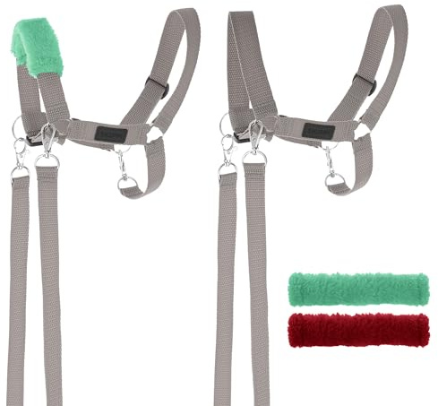 SKIPPI Cavezza per Hobby Horse - Grigia, Hobby Horse Accessori, Set Redini e 2 Coperture in Pile, Taglia Unica