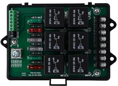 Eminchu 12V Reläbox, Reläpanel med Stor Kapacitet, Förkopplad Reläbox med 6 Reläer och 14 Terminaler, Idealisk för Bilar, Bilar, Lastbilar, Båtar, Marina och Husbilar, LED-indikatorer