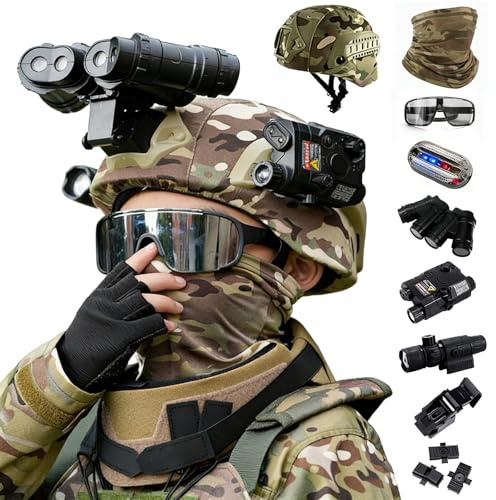 Kids Tactical Helmet Set with NVG Model & Face Mask, Children Cosplay Toy Helmet Kit for Paintball Airsoft Outdoor, for Boys & Girls