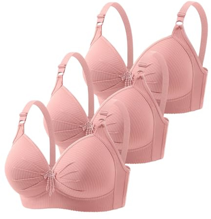 Sujetador Floral Encaje Cierre Frontal Mujer cómodo Soporte Bralette Diario sin Varillas 3piezas (Sky Blue, 38)