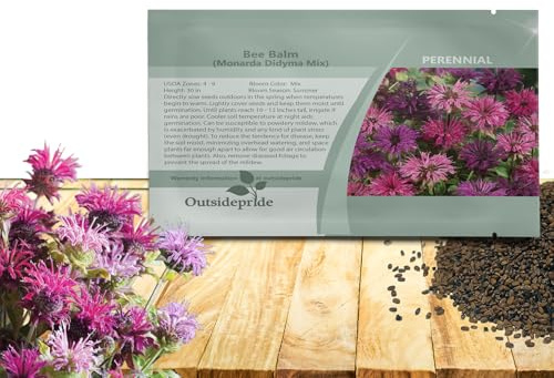 Outsidepride Bee Balm Mix Seeds - 500 Pcs Perennial, Easy to Grow & Pollinator Friendly Monarda Didyma Flower Seeds for Planting Mint Scented Leaves & Edible Blooms, Ideal for Teas & Potpourri