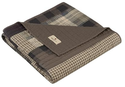 Woolrich Luxury Quilted Throw - Cabin Lifestyle, Patchwork with Moose Design All Season, Lightweight and Breathable Cozy Bedding Layer Throws for Couch Sofa, 50 W x 70 L, Winter Hills Tan