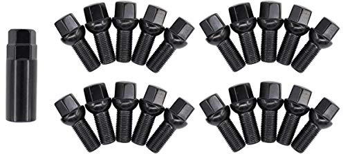 NewYall Pack of 20 Black Wheel Bolt Lug Nut for BMW 745i 750i 760i X5 Porsche 911 718 918 Boxster Volkswagen Beetle Cabrio CC Corrado Audi A1 A4 S6 TT Mercedes CLS500 E320 CLS63 SL65 Sprinter