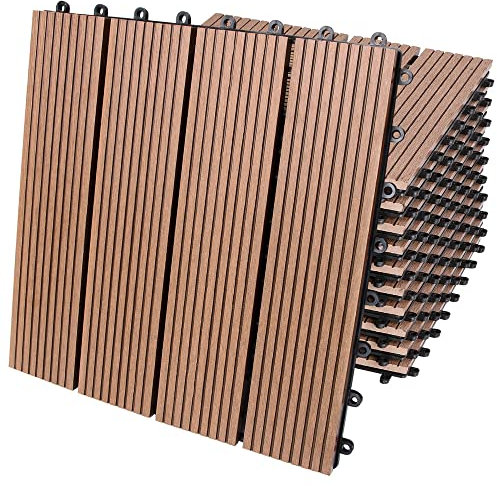 11x Dalles de Jardin clipsables en Bois Composite WPC Terracotta 30 x 30 cm Type Classique Revêtement de Sol extérieur