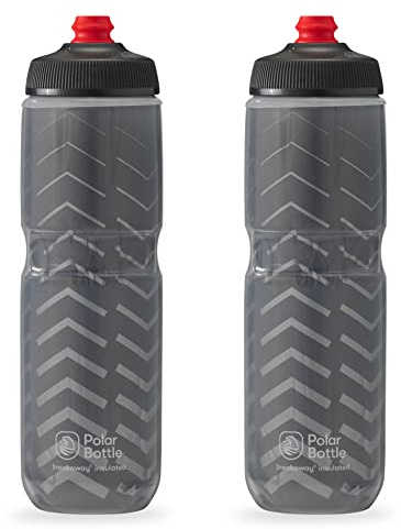 Polar Bottle Breakaway Insulated Bike Water Bottle 2-Pack - BPA Free, Cycling & Sports Squeeze Bottle (Bolt Charcoal 24oz)