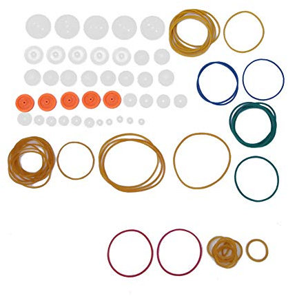 84 Stück Getriebegurt Riemenscheibe Gummiband, 2mm Riemenscheiben Kombinationsset, riemenscheibe Modellbau Geeignet für DIY Modell Spielzeug und DIY Projekte