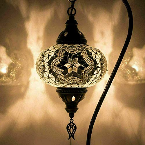 ENVA (20 variationer) turkisk marockansk mosaiklampa ljus – turkisk lampa – handgjord mosaik svan hals bord skrivbord sänglampa – gratis LED-lampa (3015)