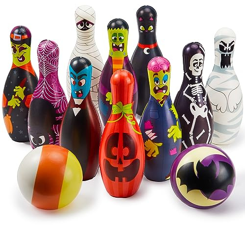 JOYIN Halloween Foam Bowling Set for Kids Toys Party Supplies, Get-Together Party, Game Day Events, Indoor Outdoor Toy Game with 10 Pins & 2 Balls Fun Sports Games, Birthday Parties