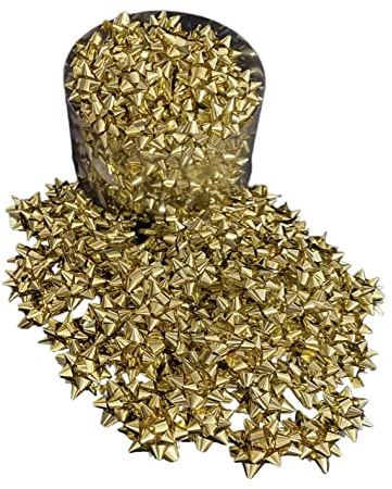 GMM Coccarde Stelle Fiocchi adesive Barattolo 100 Pezzi Colore Oro Metallico Diametro 2,5 CM Adesivo 1 CM
