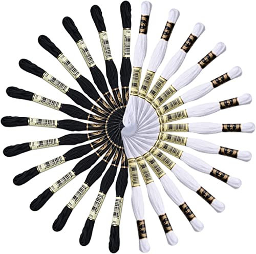 Huimai 26 Skeins Stickgarne Darunter 13 Schwarz und 13 Weiß Kreuzstich Embroidery Threads für Freundschaftsbänder, Sticken (Schwarz + Weiß)