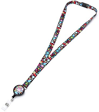 LGEGE Breakaway-Schlüsselband mit einziehbarer Ausweisrolle, Sicherheitsschnalle, Ausweis-Zugangskarte, Anwesenheitskarte, Schlüsselhalter, künstlerisches Design (Blumenwelt)