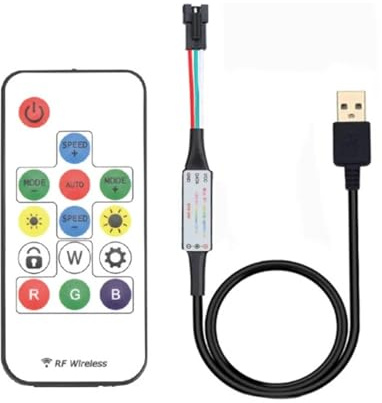 YIOGEQKWG 14KEY 17KEY 21KEY Full Color Pixel Controller DC5V USB RGB IC Controller 1024 chip Suitable for WS2811 WS2812 6812 1903 LED Light Strip (Color : 4P)