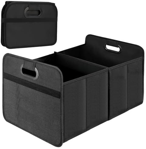 AMFUN Borsa Pieghevole Organizer per Bagagliaio Dell'auto, 33L Organizer Bagagliaio con Tasche Extra e Cuscinetti Antiscivolo, per auto, SUV, camion (Nero)