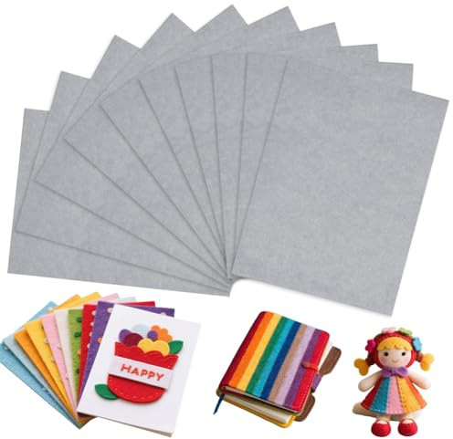 10 stycken gör-det-själv pysselfiltplattor (30 x 20 cm, 3 mm tjocklek) – perfekt för skärning, sömnad och formning, för förskolor, juldekoration och kreativa projekt